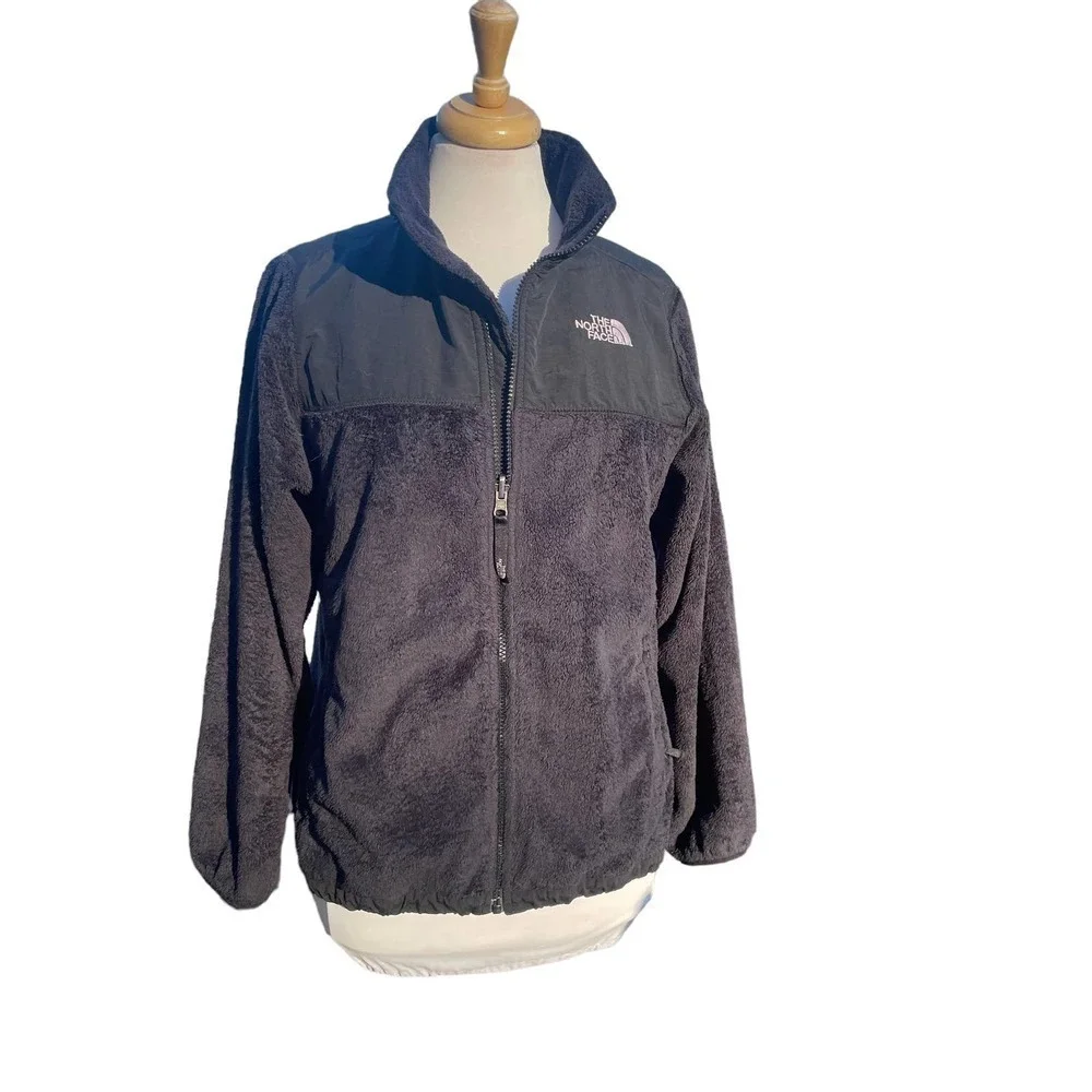 The North Face Girl's Black Fleece Zip-Up Jacket - Girl's 18 (XL)